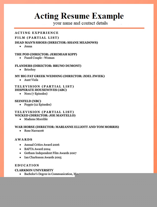 Crafting Your First Step: An Acting Resume Example For Beginners