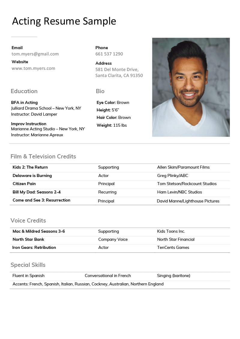 Enhance Your Craft: The Ultimate Acting Resume Template Backstage