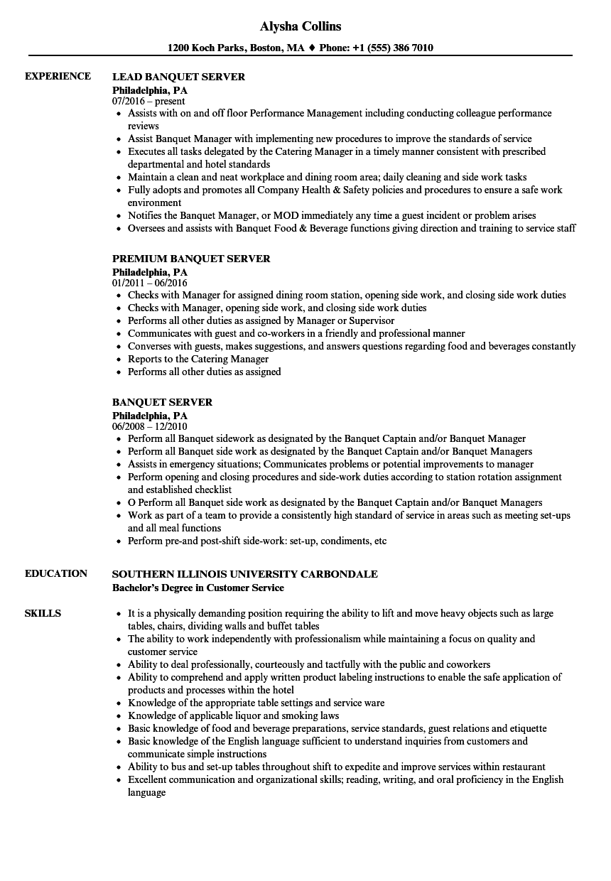 Crafting the Perfect Banquet Server Resume Description for Your Successful Job Hunt