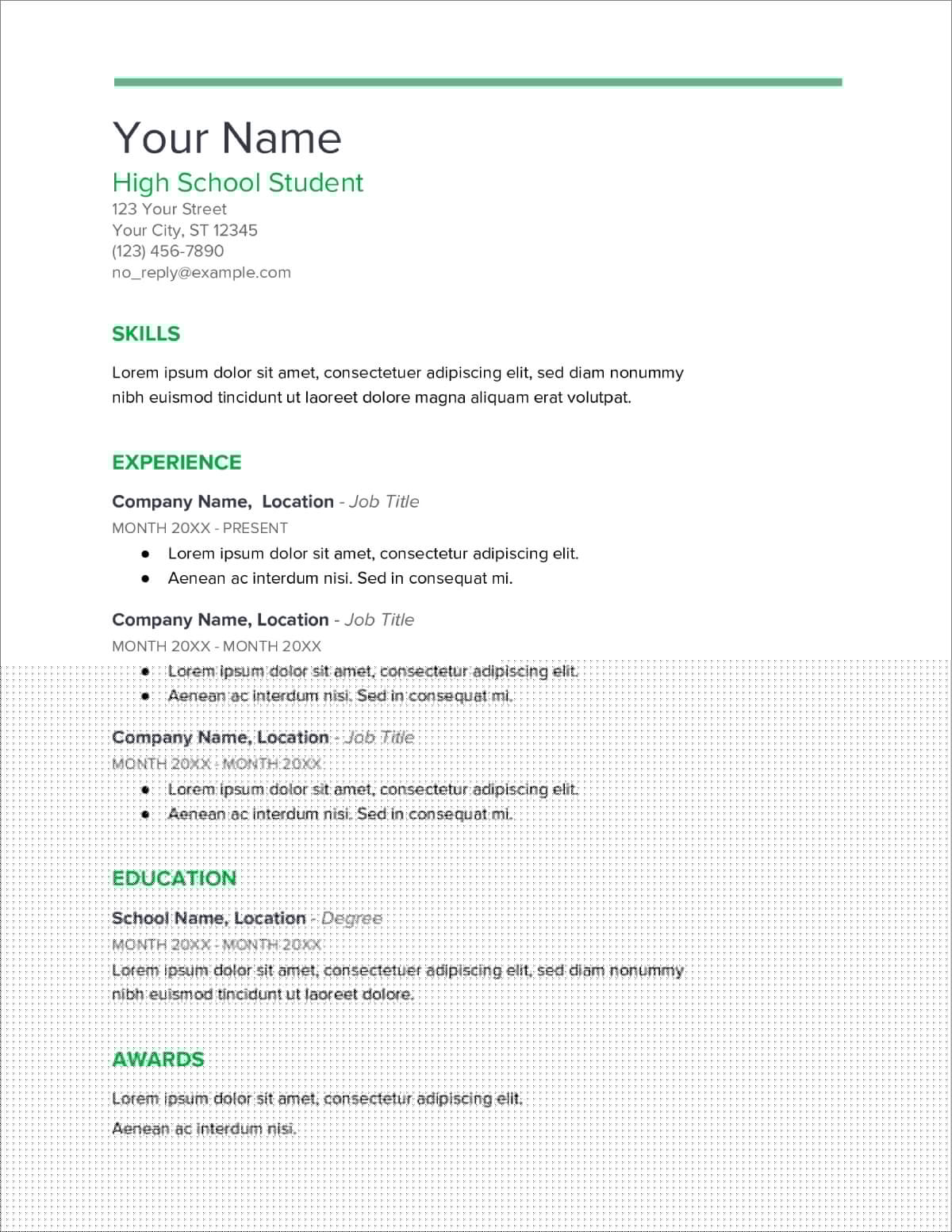 Essential Tips: Basic Resume Template For Highschool Students