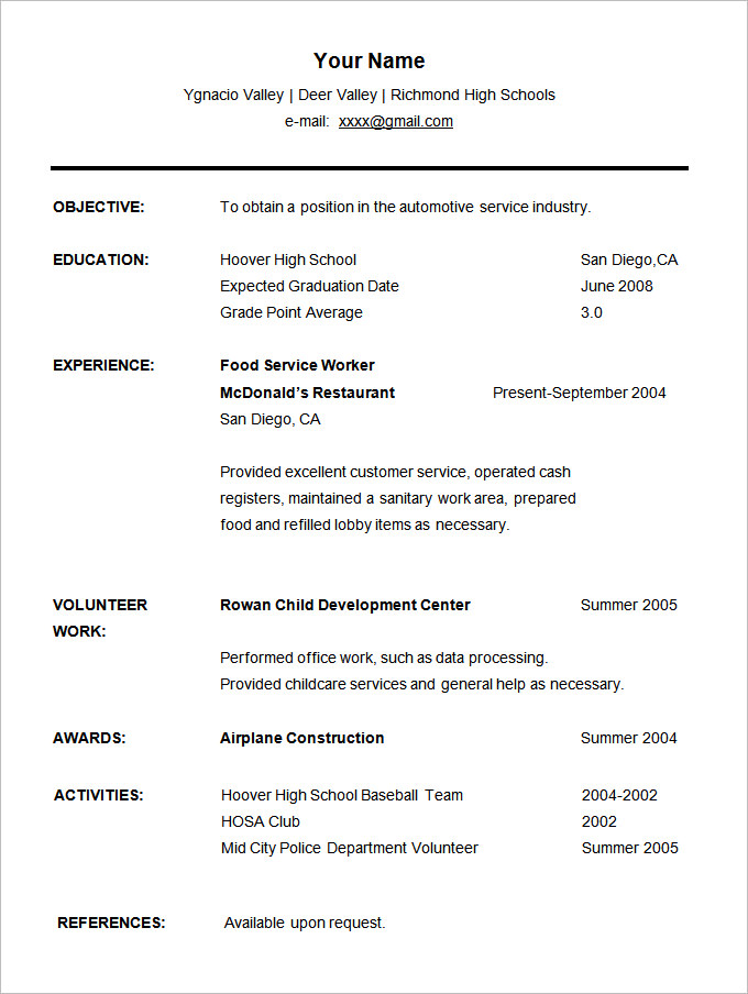 Essential Guide to Crafting a Basic Resume Template for High School Students