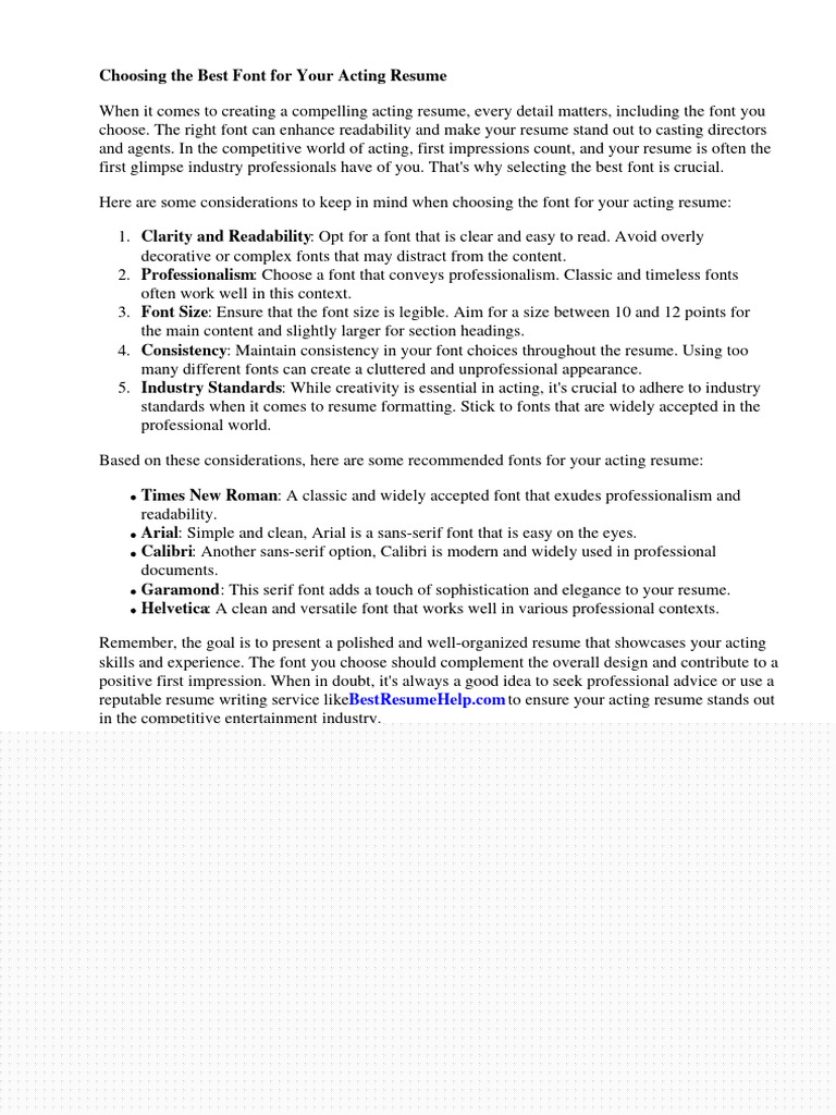Discover the Best Acting Resume Font for Your Audition Success