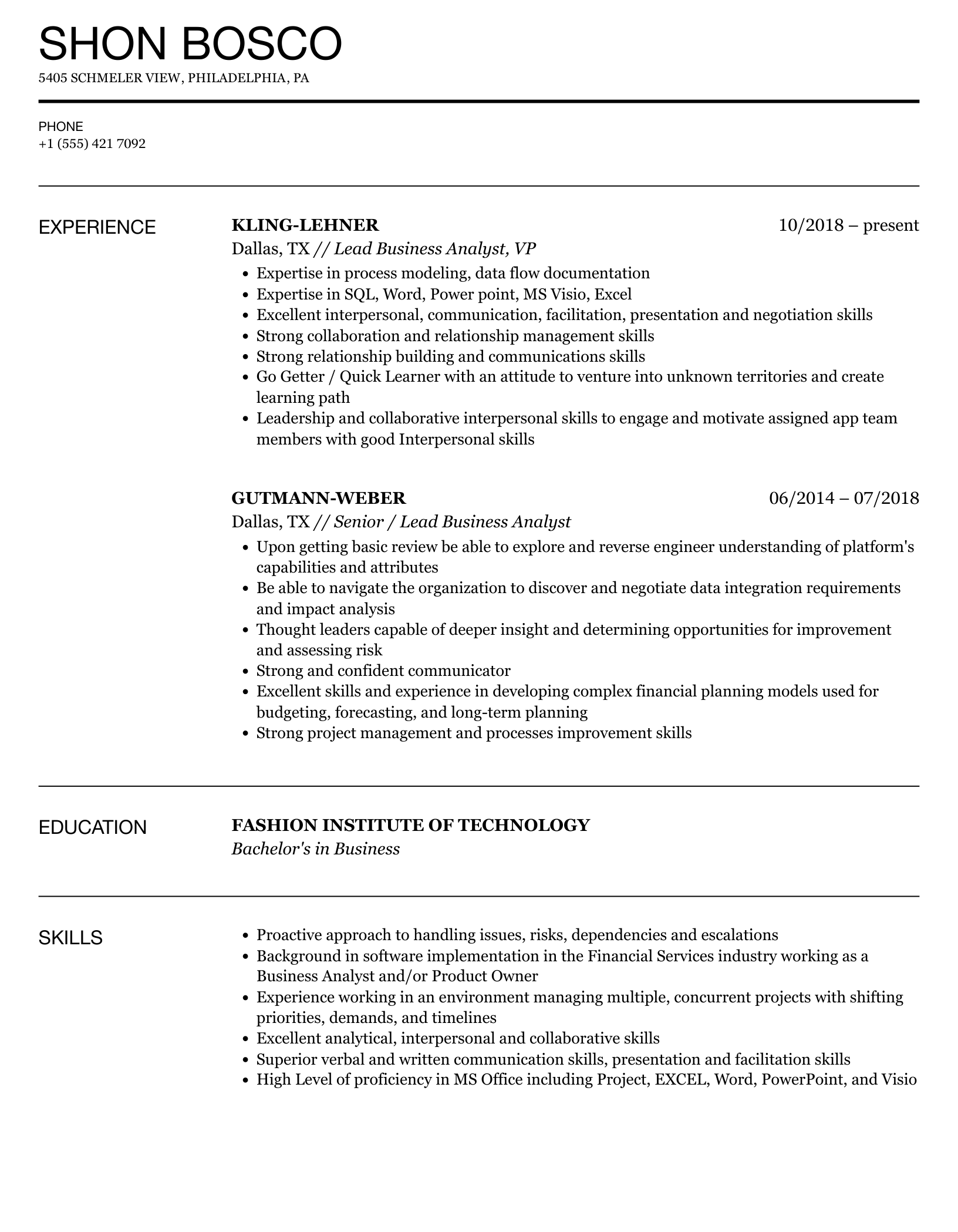 Essential Tips for Crafting a Winning Business Analyst Lead Resume