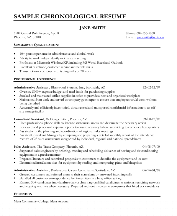 Crafting Your Future: A Comprehensive Chronological Resume Sample For College Student