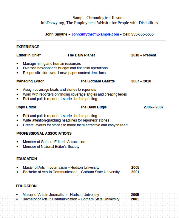 Unlock Your Career Potential with a Chronological Resume Template PDF