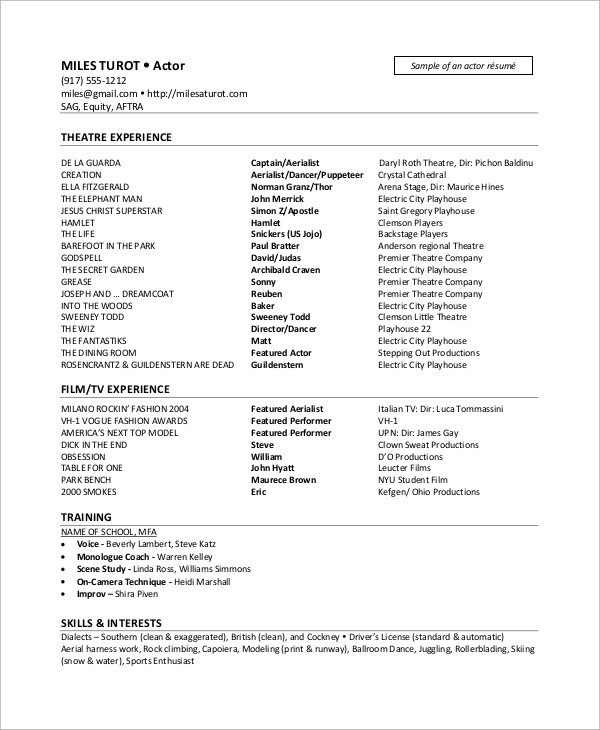 Crafting Your Success: The Ultimate Commercial Acting Resume Template