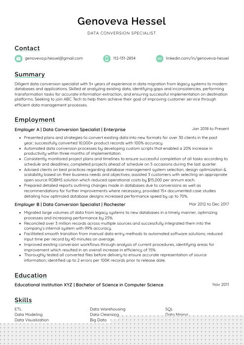 Crafting a Winning Data Conversion Analyst Resume: Tips and Examples