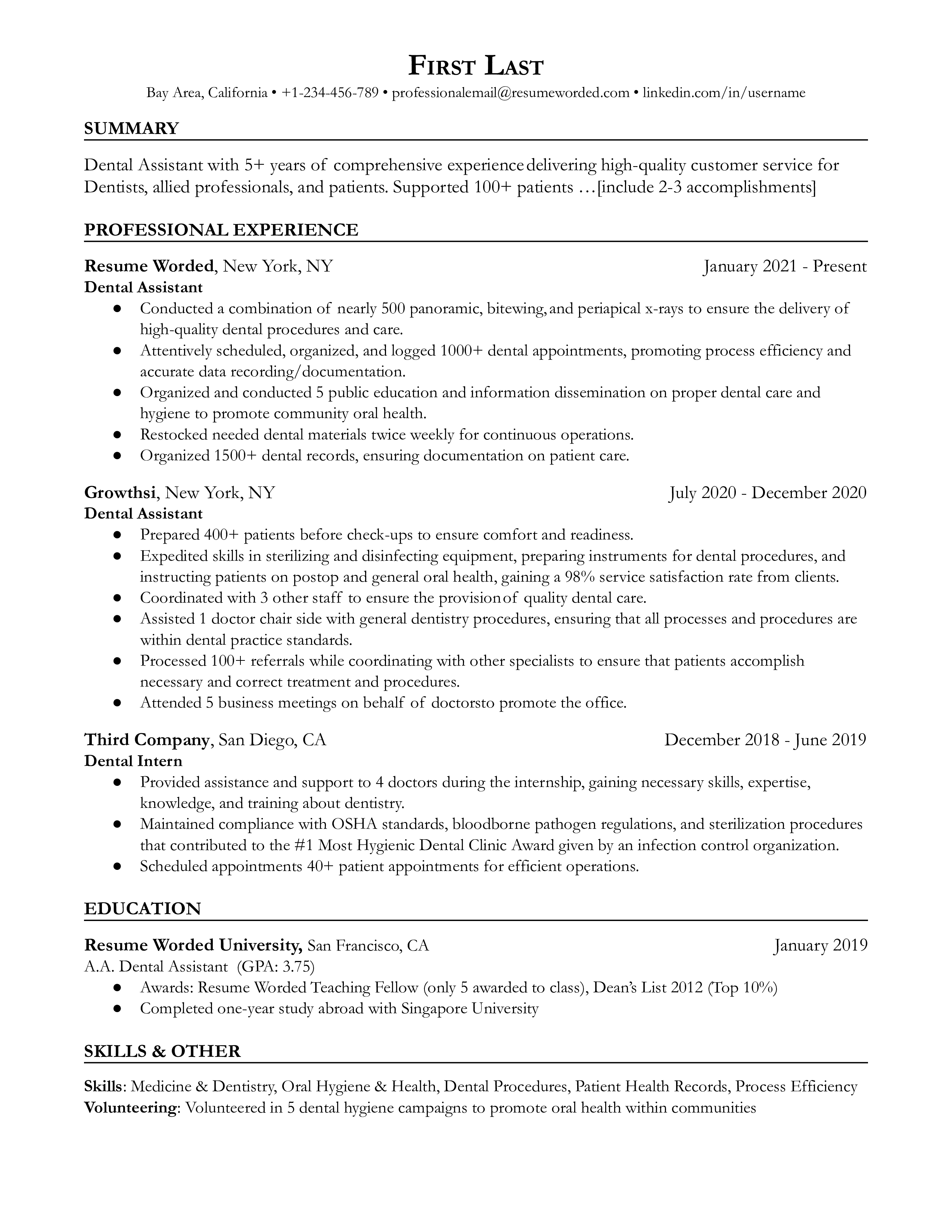 Crafting the Perfect Dental Assistant Resume Description: Tips and Examples