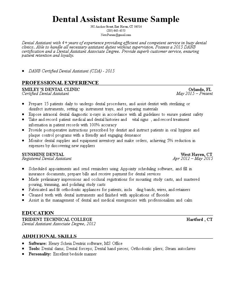 Essential Tips for Crafting a Winning Dental Assistant Resume Sample