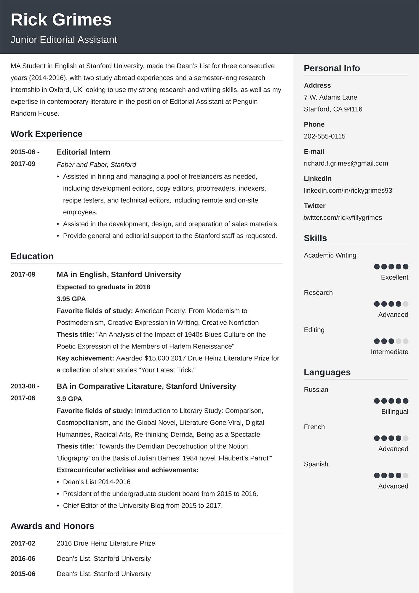 Inspiring Examples Of Resumes: Crafting Your Perfect Job Application