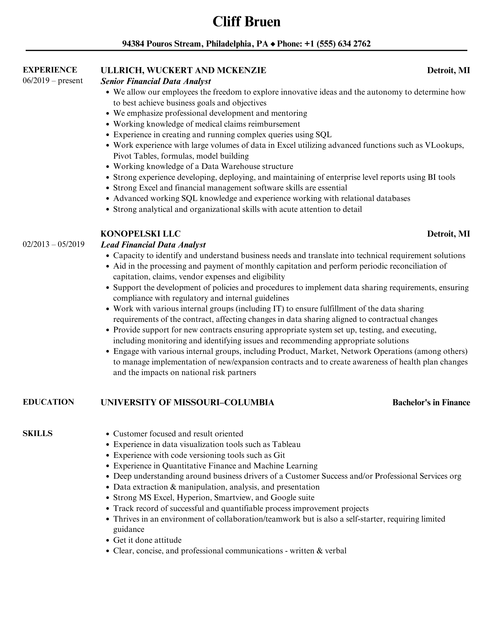 Essential Tips for Crafting an Impressive Financial Data Analyst Resume