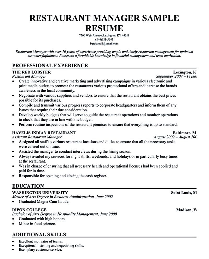 Crafting Your Future: A Comprehensive Functional Resume Sample Restaurant Guide