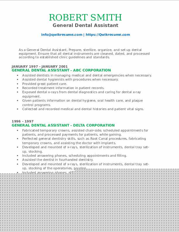 Crafting a Standout General Dental Assistant Resume: Tips and Examples