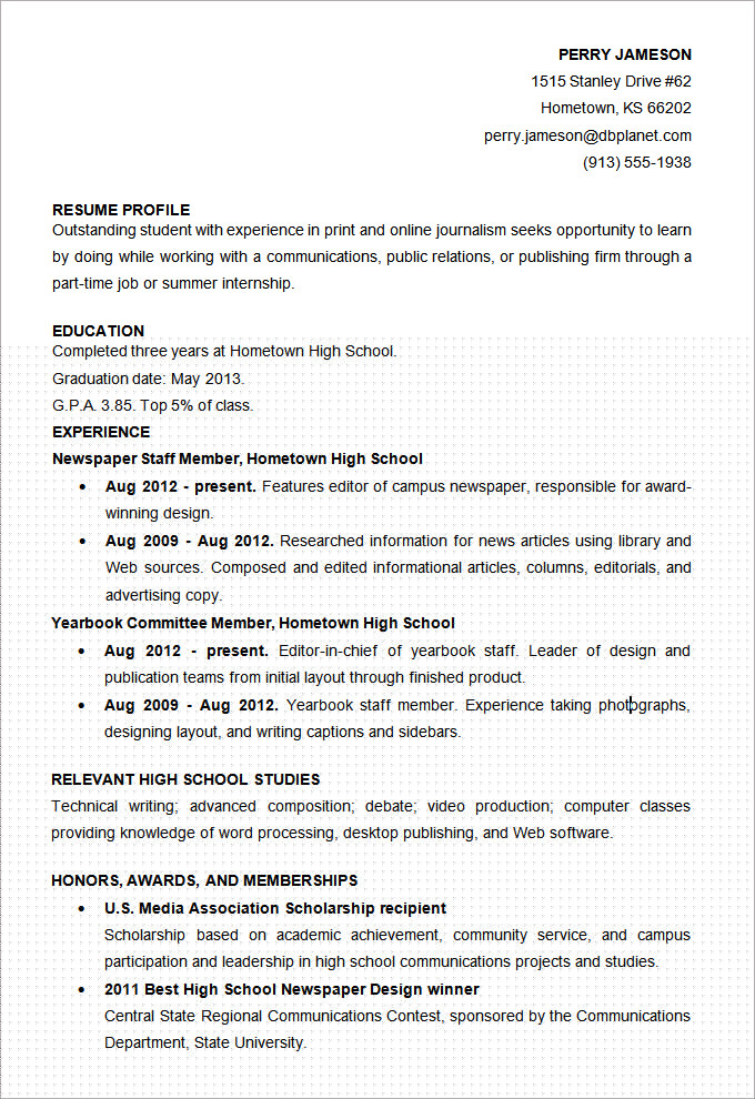 Crafting Success: Your Ultimate Guide to High School Resume Template Microsoft Word