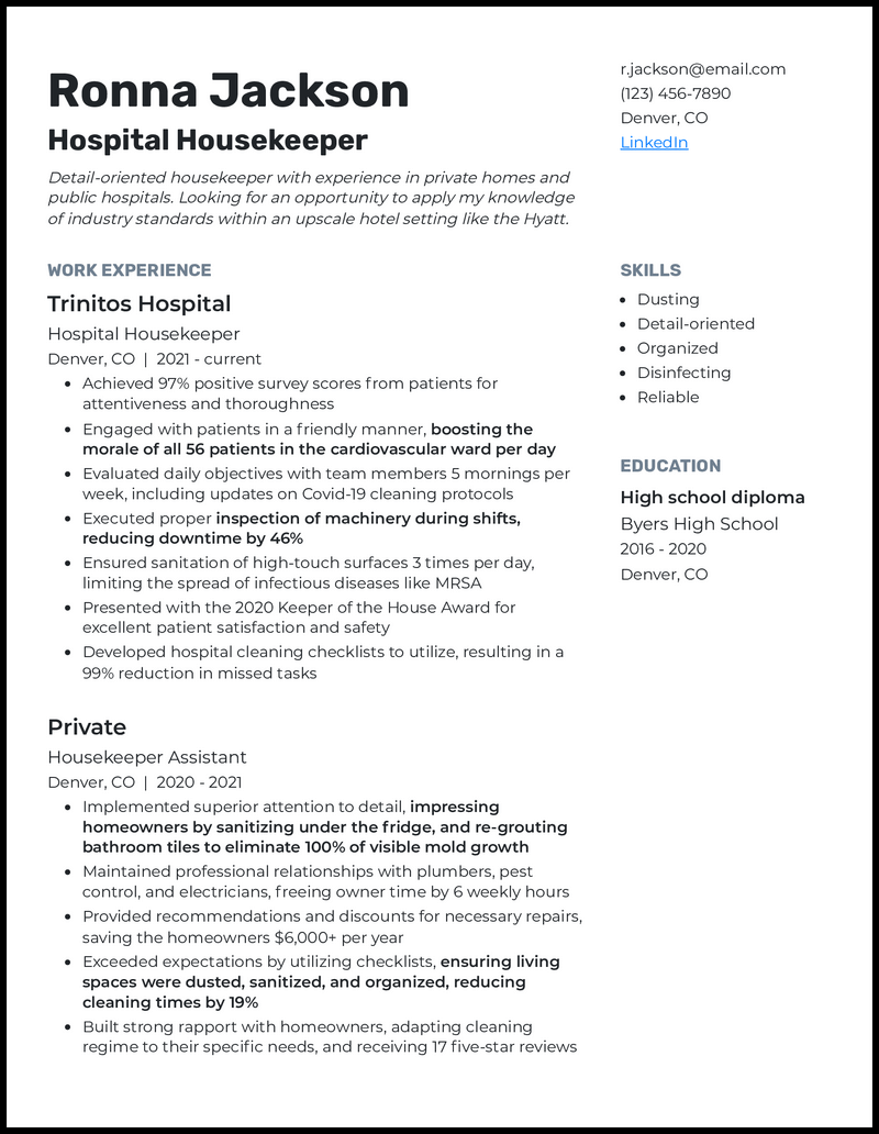 Essential Tips for Crafting an Effective Hospital Housekeeping Duties Resume