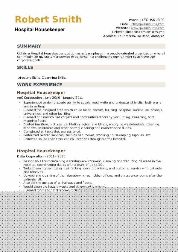 Essential Tips for Crafting a Winning Hospital Housekeeping Job Resume