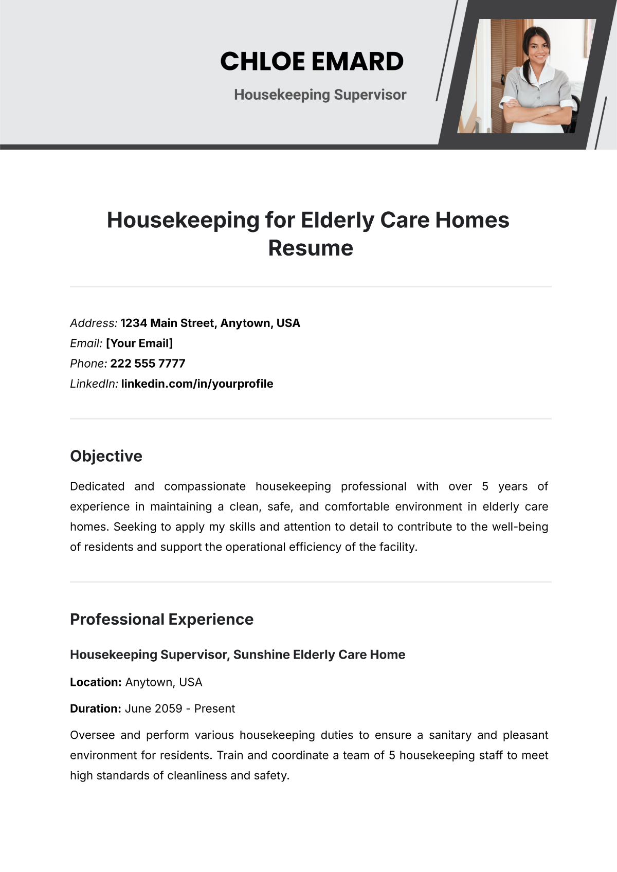 Creating an Effective Housekeeping Home Health Resume: Tips and Examples