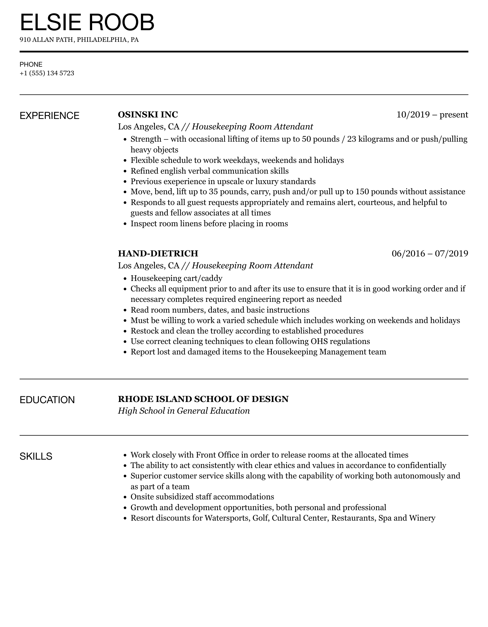 Essential Tips for Crafting an Impressive Housekeeping Room Attendant Resume