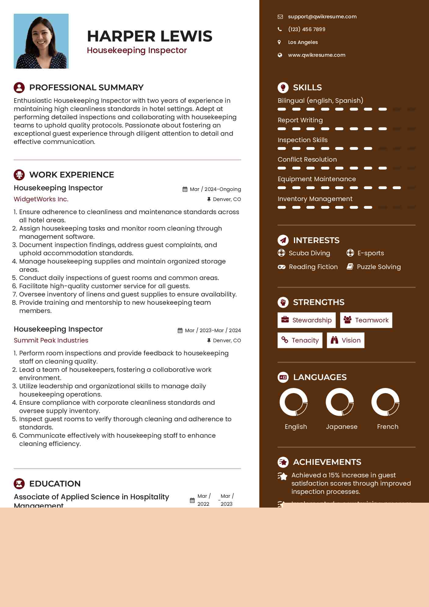 Crafting the Perfect Housekeeping Room Inspector Resume: Tips and Examples