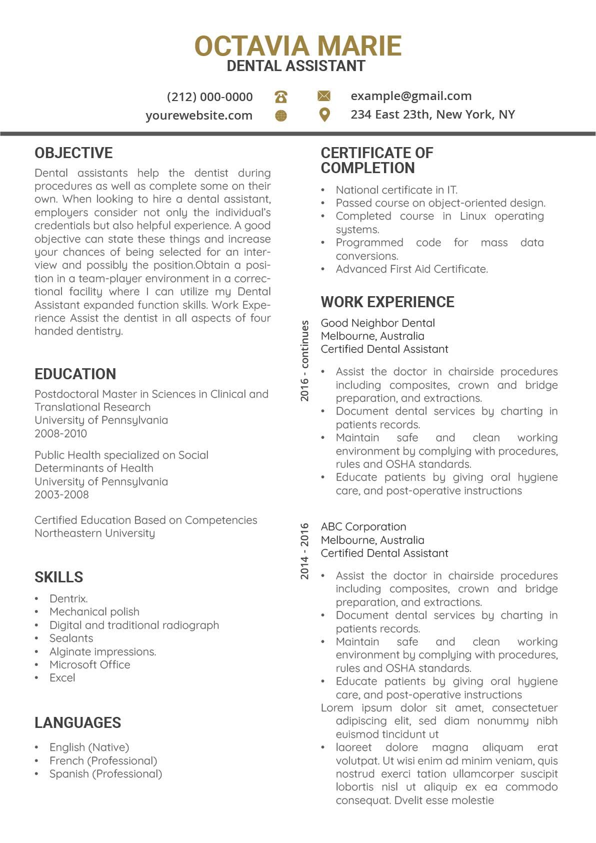 Tips for Crafting an Impressive Junior Dental Assistant Resume