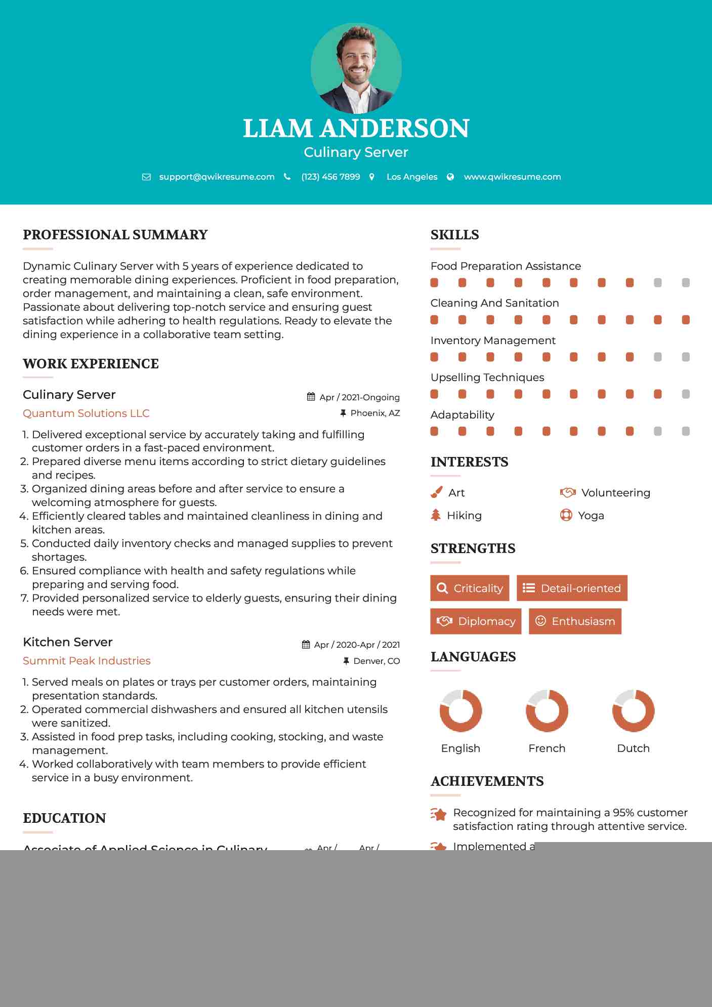 Crafting the Perfect Kitchen Server Resume: Tips and Examples