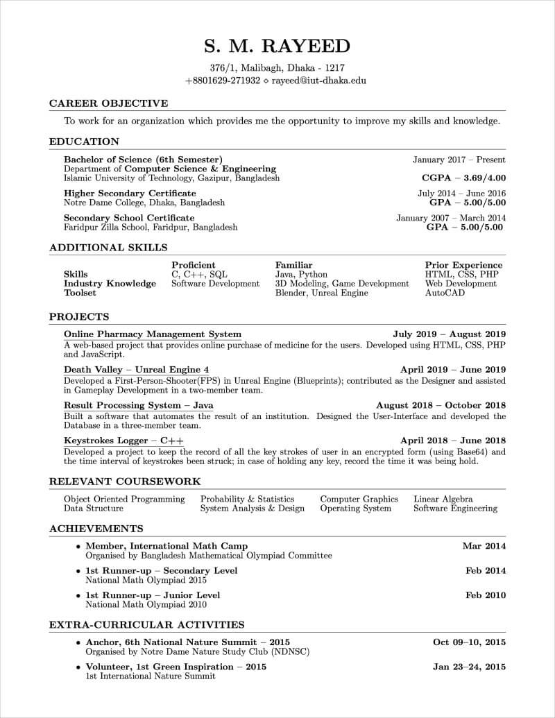 Crafting an Impressive Academic Profile: A Guide to Using a Latex Resume Template Phd