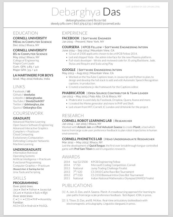 Elevate Your Job Applications with a Stylish Latex Resume Template Undergraduate