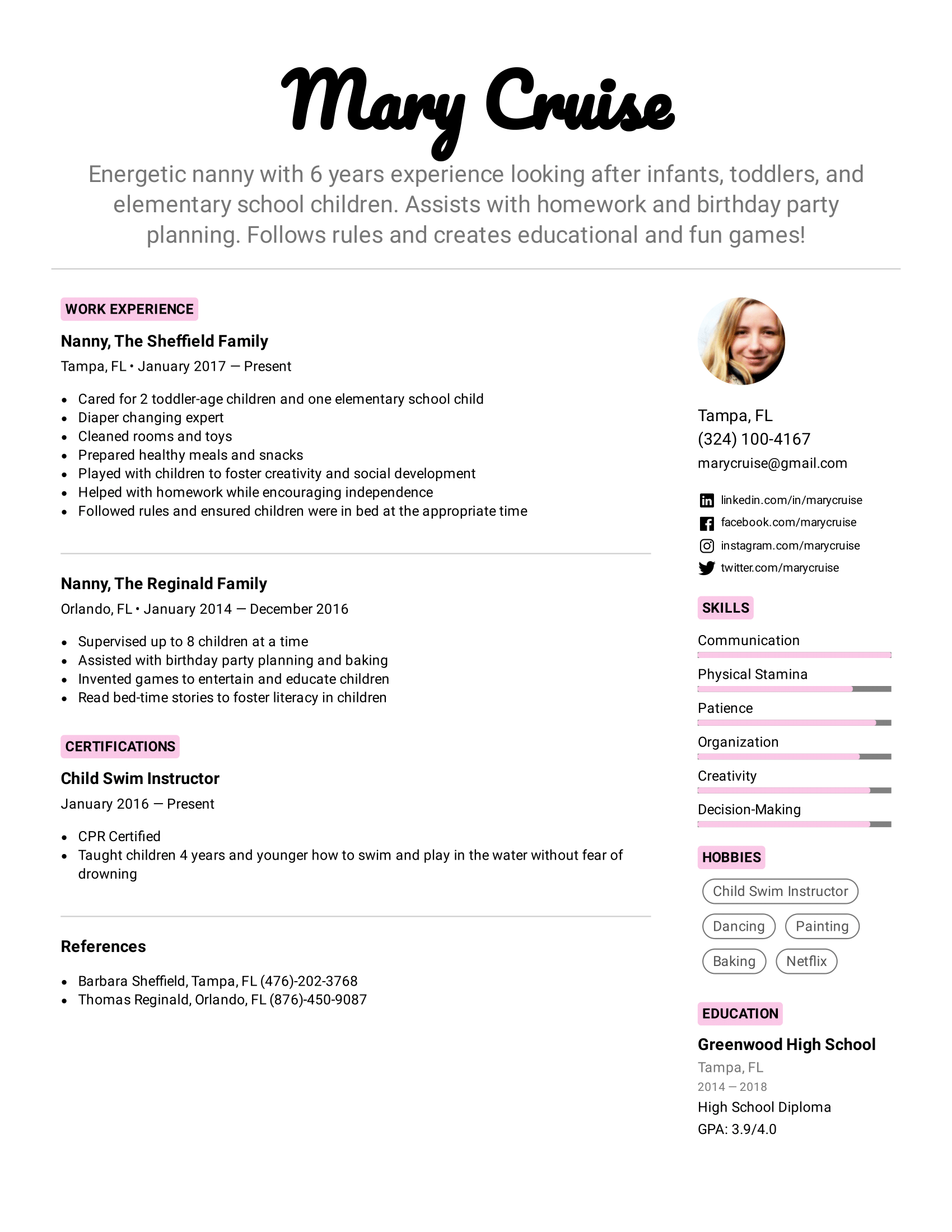 Enhancing Your Job Application: The Importance of Nanny Experience For Resume