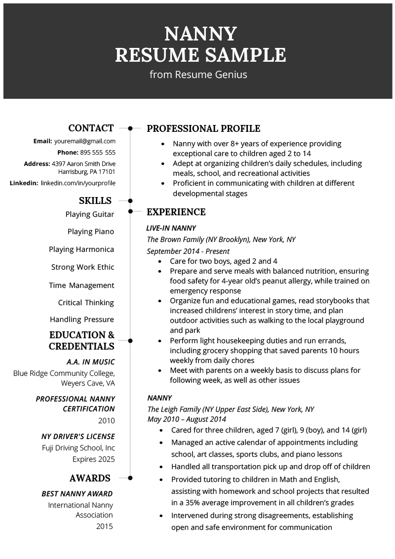 How to Craft an Impressive Nanny Work History Resume: Tips and Examples