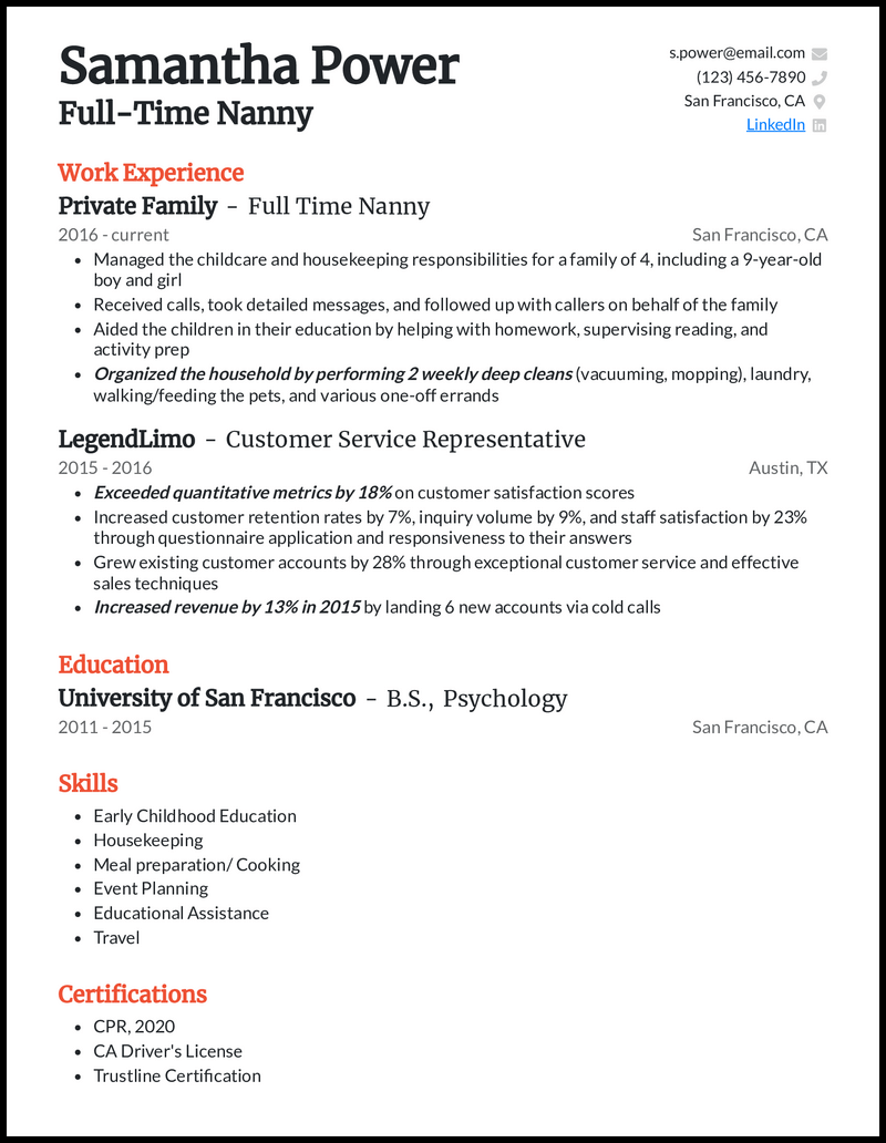 Top Tips for Creating Impactful Professional Nanny Resume Examples