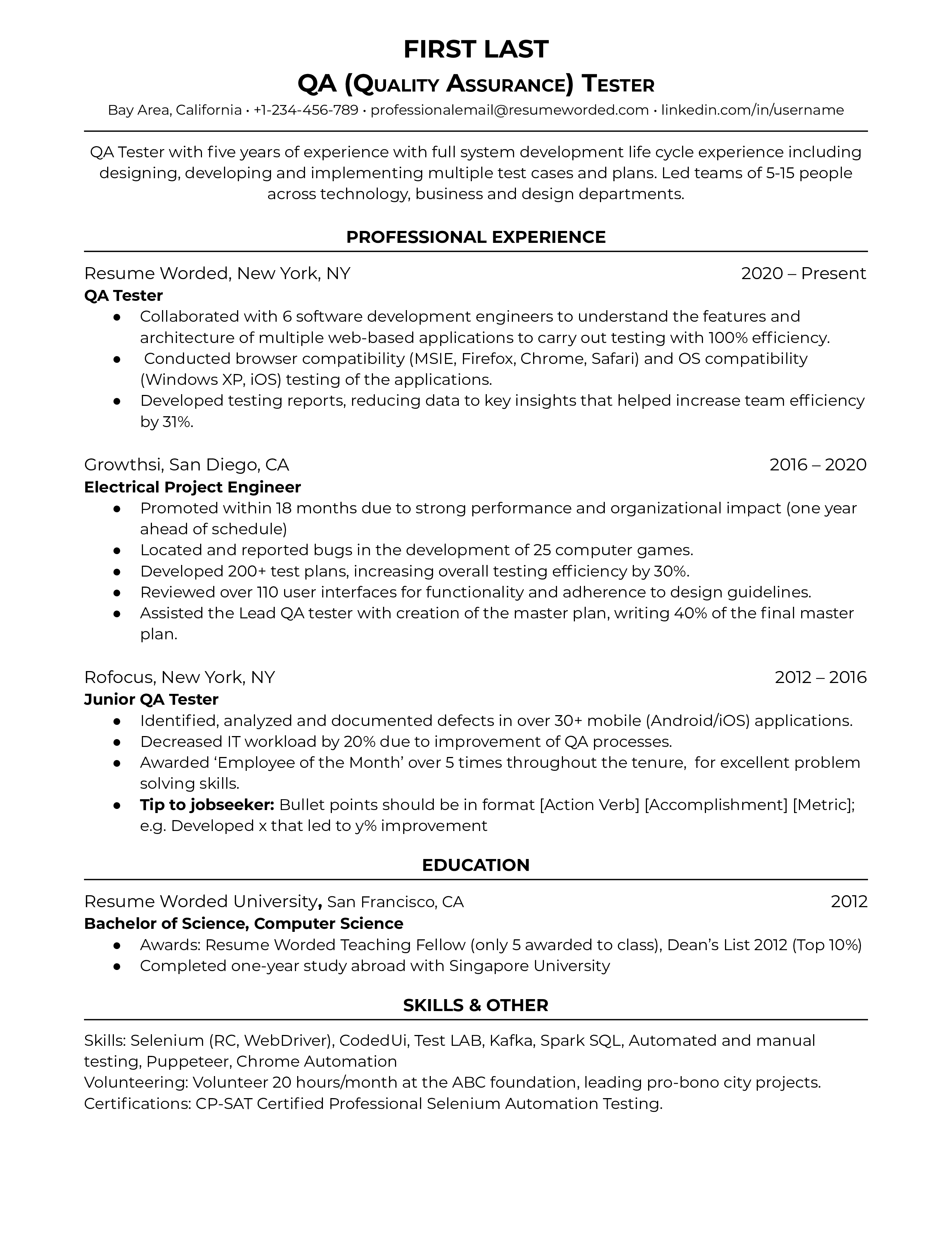 Top 10 QA Resume Summary Examples to Showcase Your Testing Skills