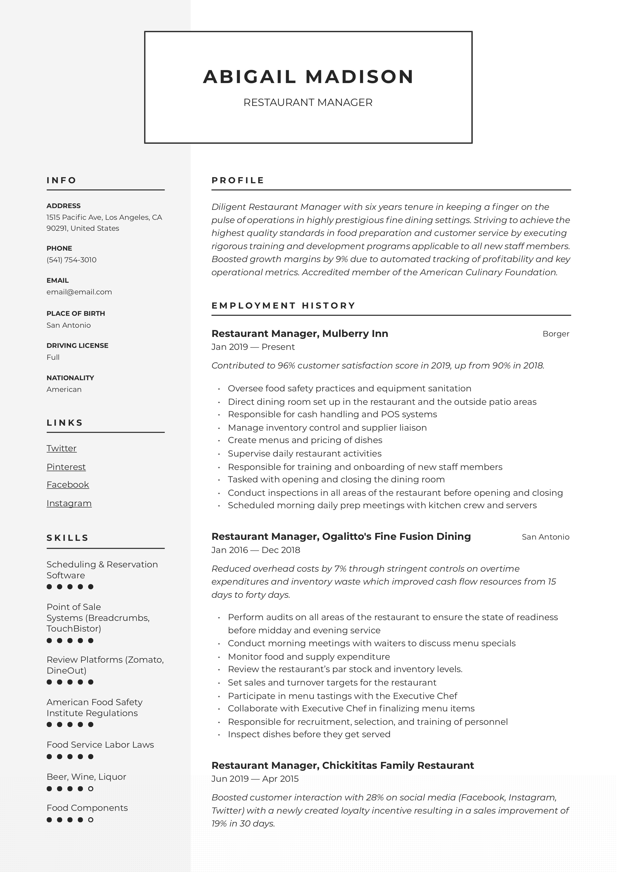 Essential Tips for Crafting an Outstanding Restaurant Customer Service Manager Resume
