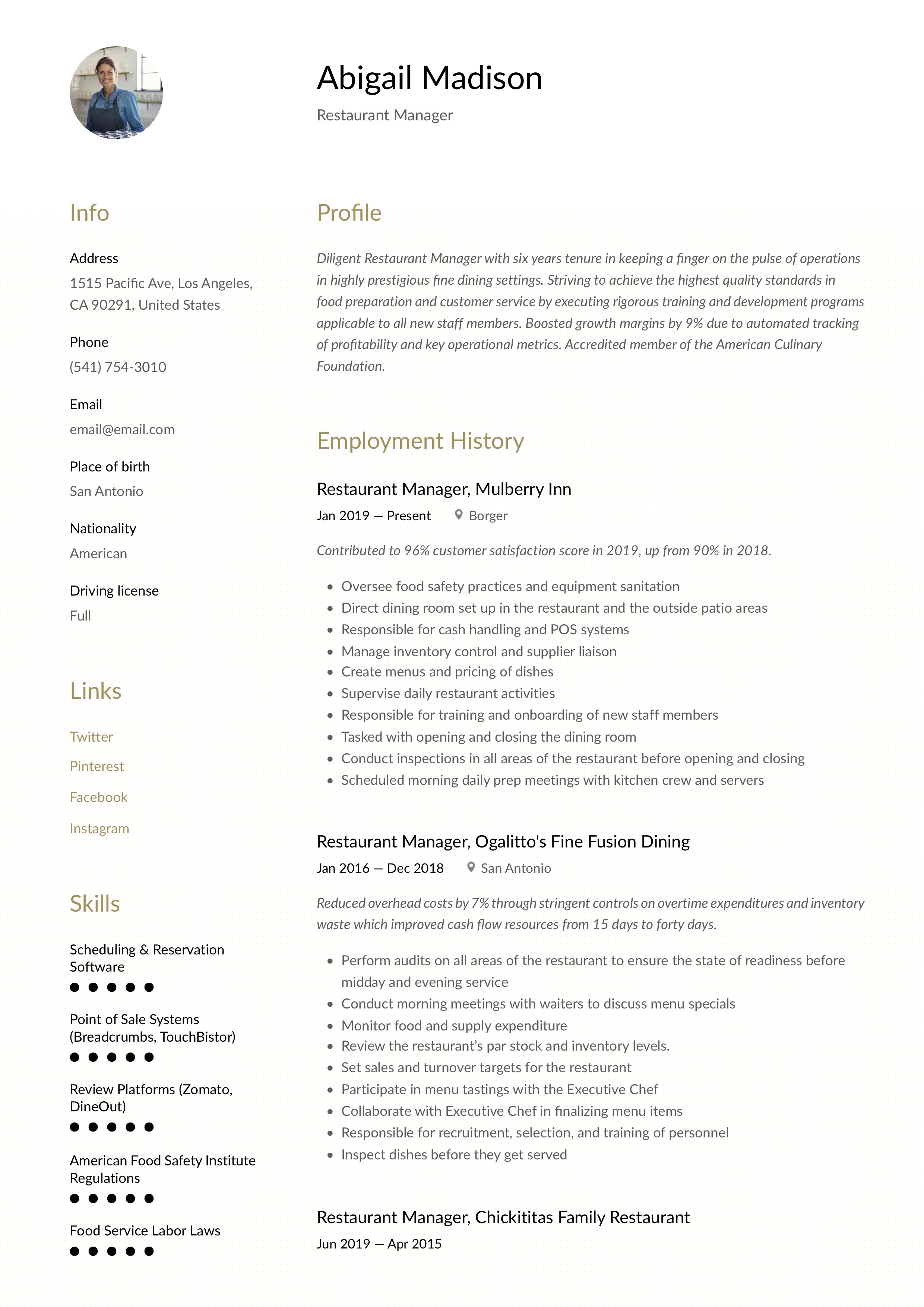 Crafting the Perfect Restaurant Manager Trainee Resume: Tips and Examples