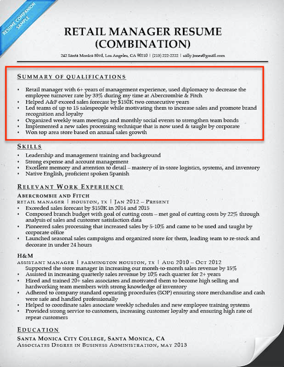 Essential Resume Examples With Summary Of Qualifications to Land Your Dream Job