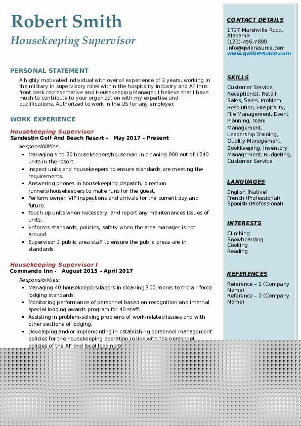 Crafting the Perfect Resume Housekeeping Supervisor Hotel: Tips and Strategies for Success