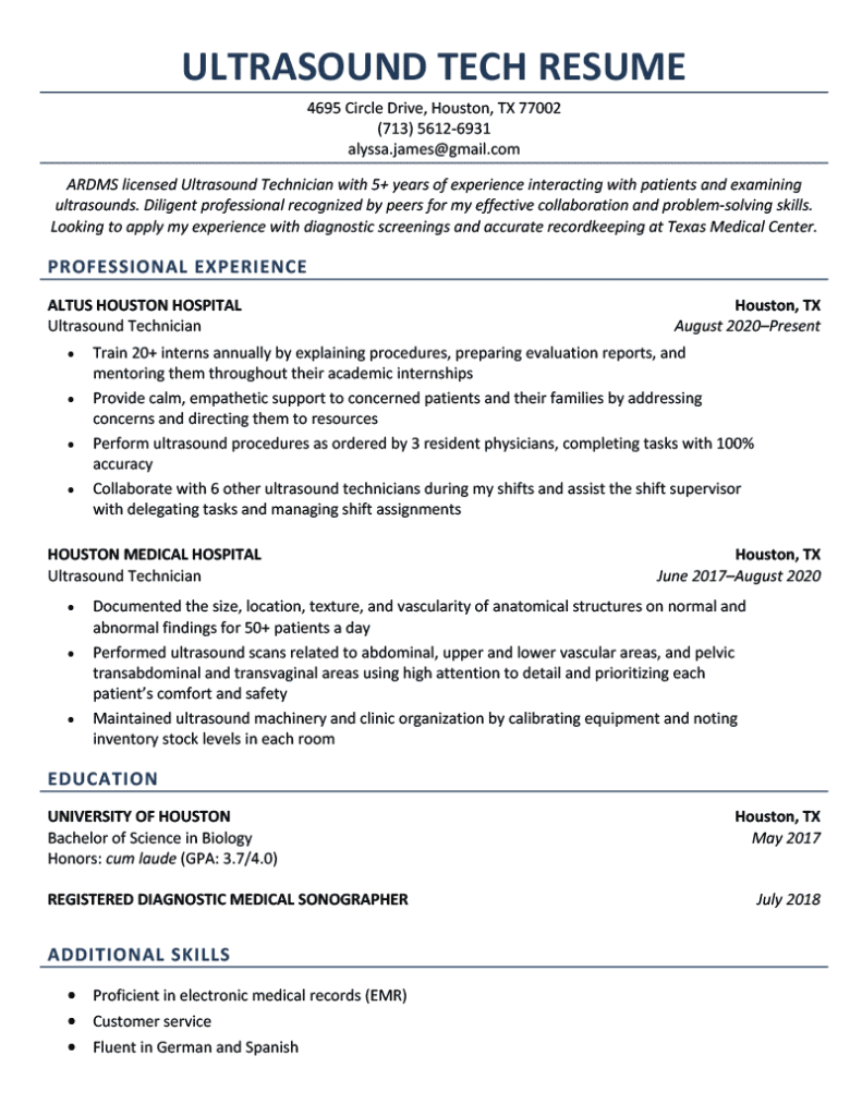 Top Resume Objective Examples For Ultrasound to Land Your Dream Job