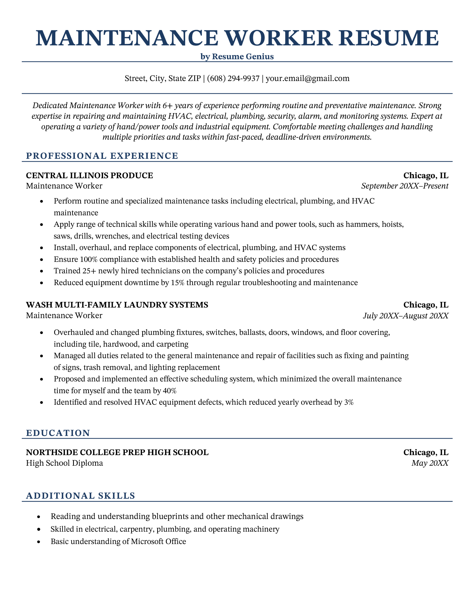 Top Resume Objective Examples Maintenance Worker to Enhance Your Job Application