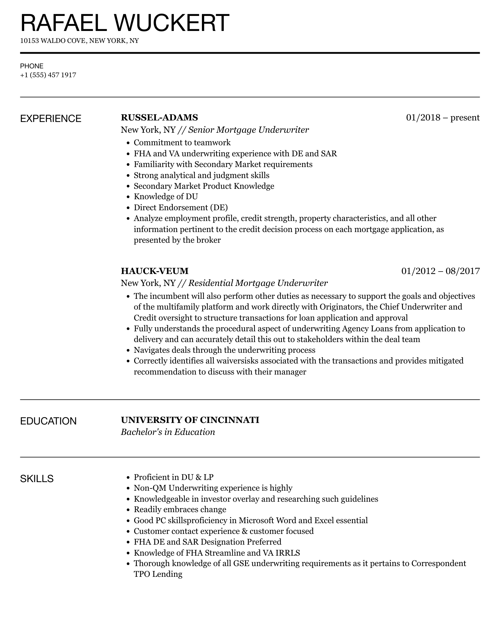 Top Resume Objective Examples Mortgage Underwriter for a Winning Career
