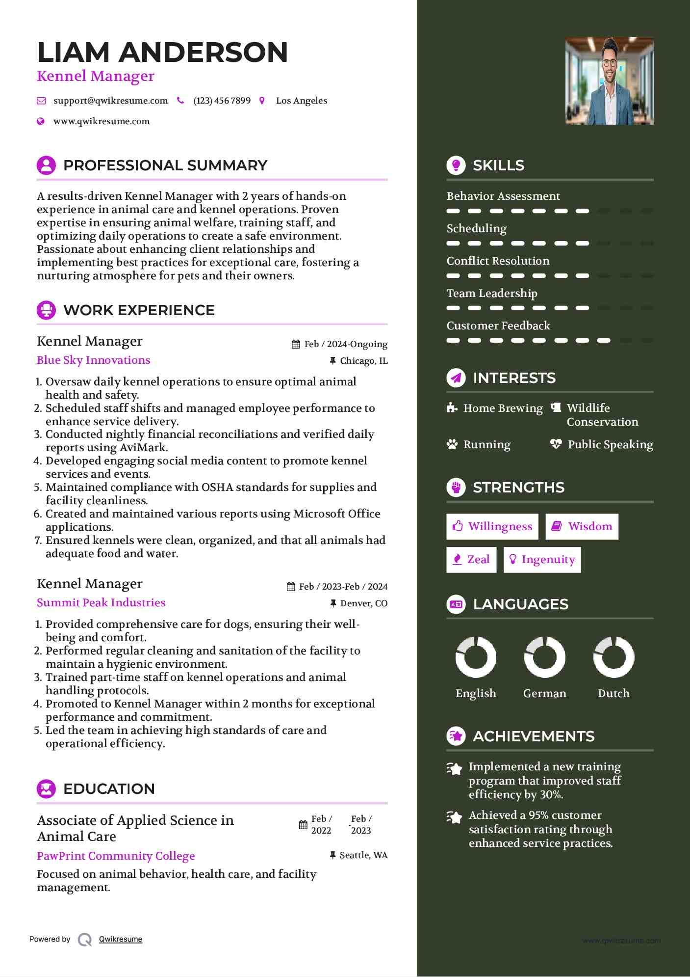 Essential Resume Samples Kennel Manager: Crafting the Perfect Application for Animal Care Roles