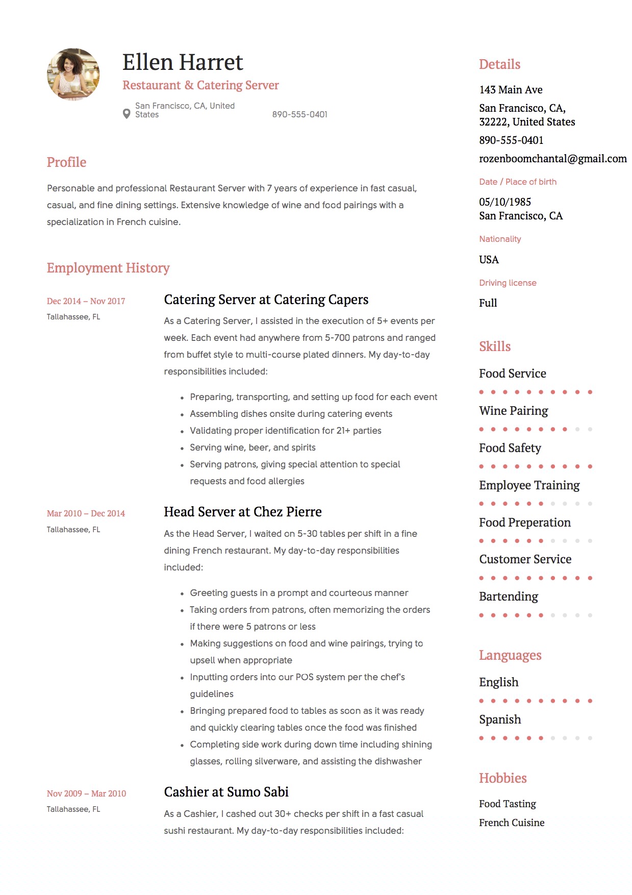 Essential Resume Samples Restaurant: Crafting the Perfect Application for Culinary Careers