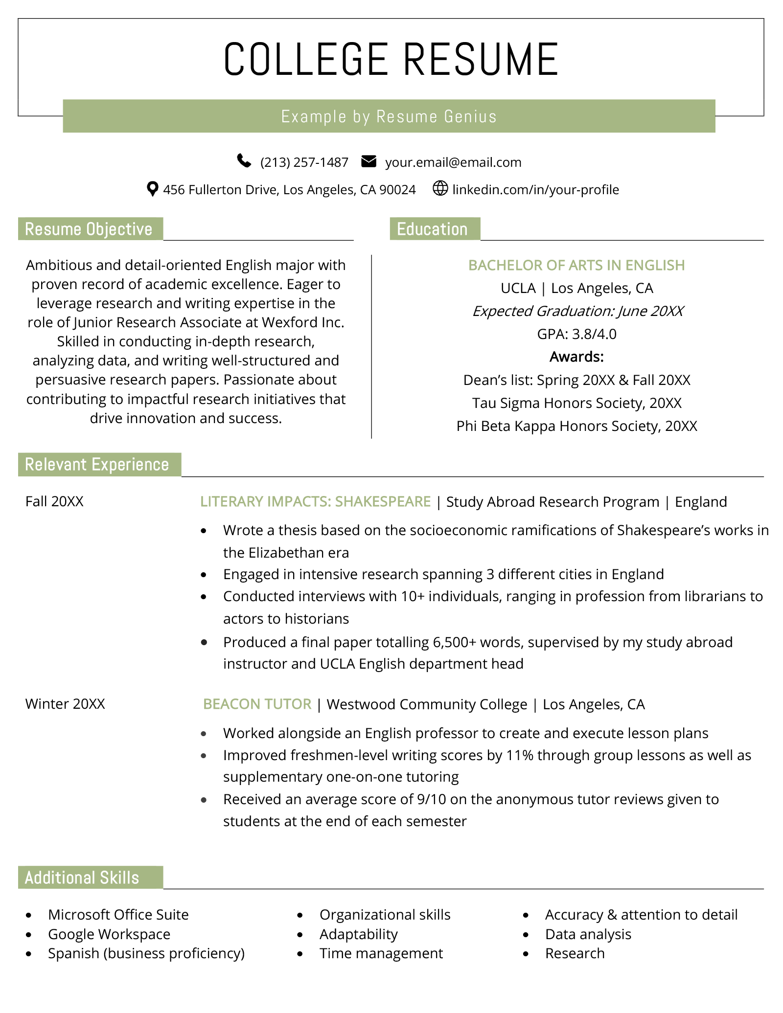 Resume Summary Examples College Students: Crafting the Perfect Introduction to Your Resume