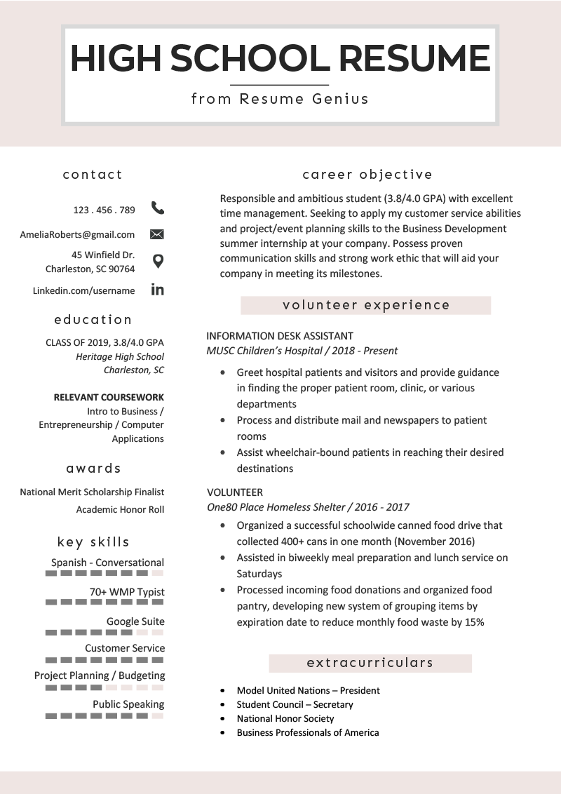 Essential Resume Summary Examples For Highschool Students to Stand Out