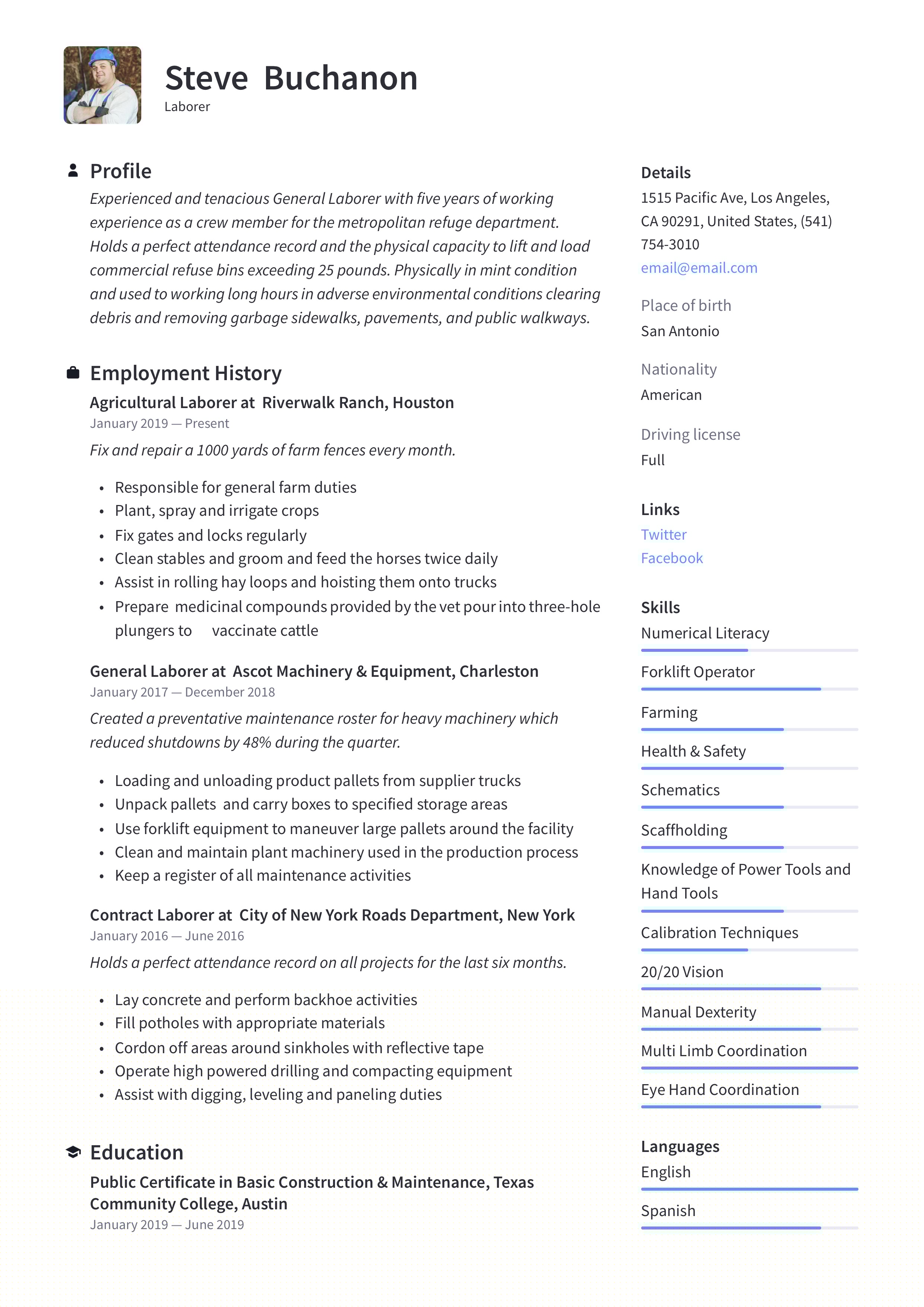 Top Resume Summary Examples Labor to Enhance Your Job Applications