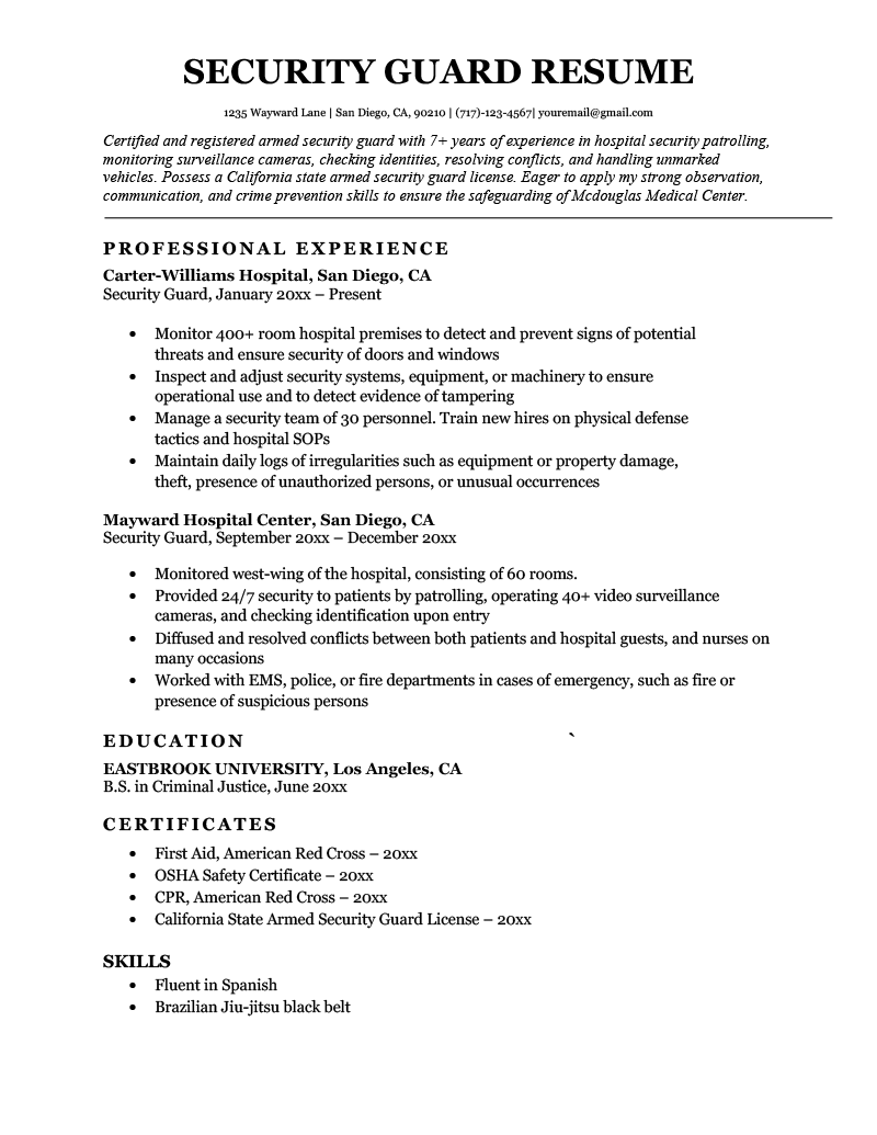 Top Resume Summary Examples Security: Crafting the Perfect Introduction for Your Career
