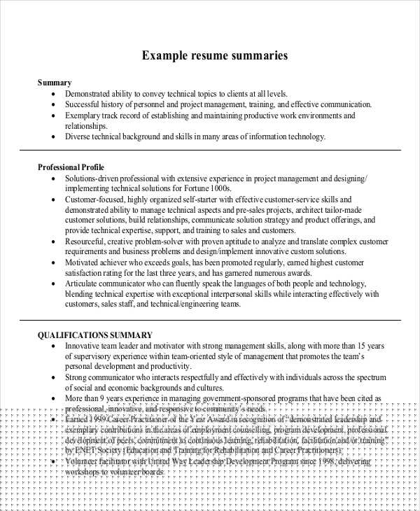 Crafting an Effective Resume Summary Page Example: Your Guide to Stand Out