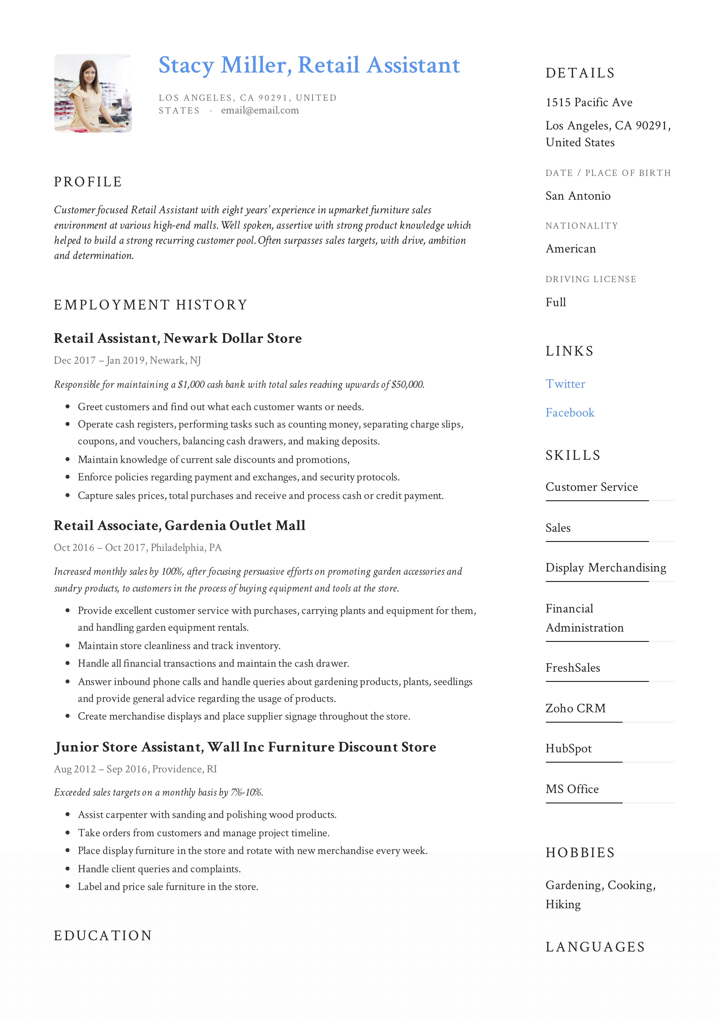 Crafting the Perfect Retail Assistant Resume Sample for Job Success