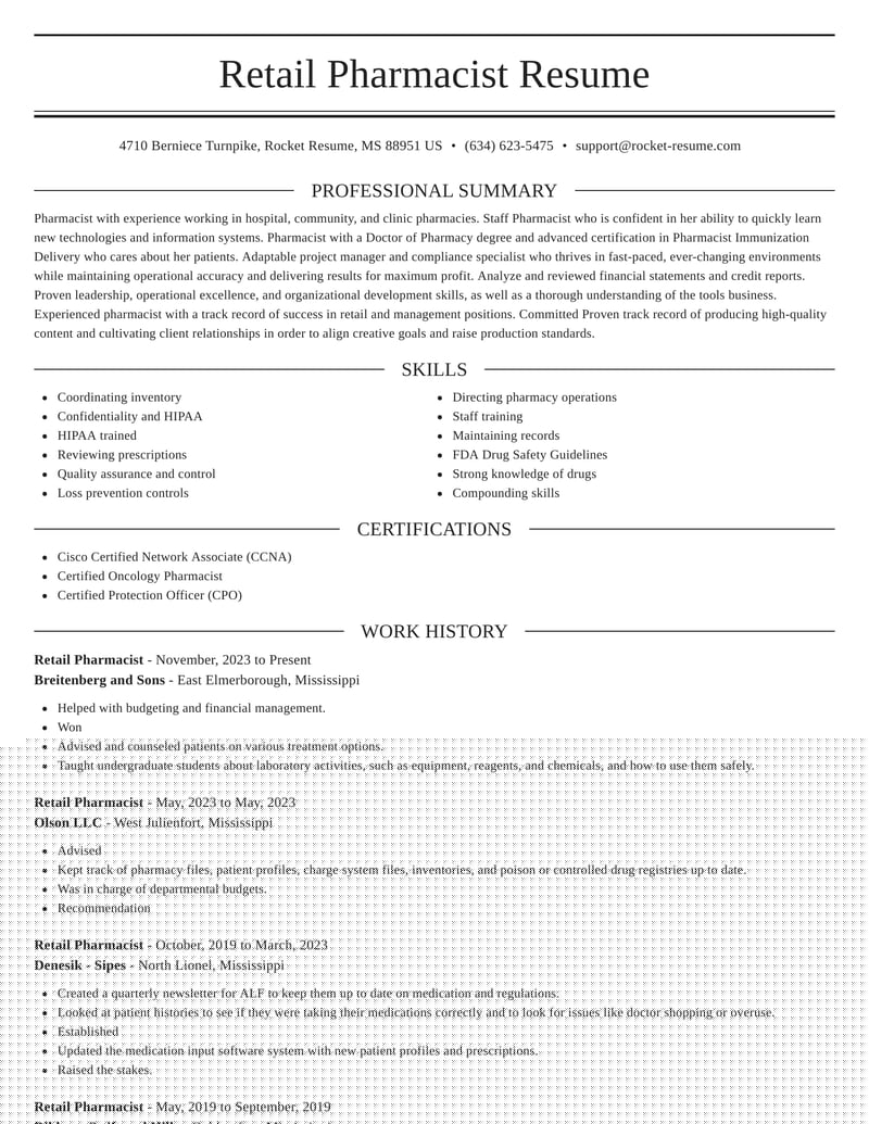 Crafting an Impressive Retail Pharmacist Resume: Tips and Templates for Success