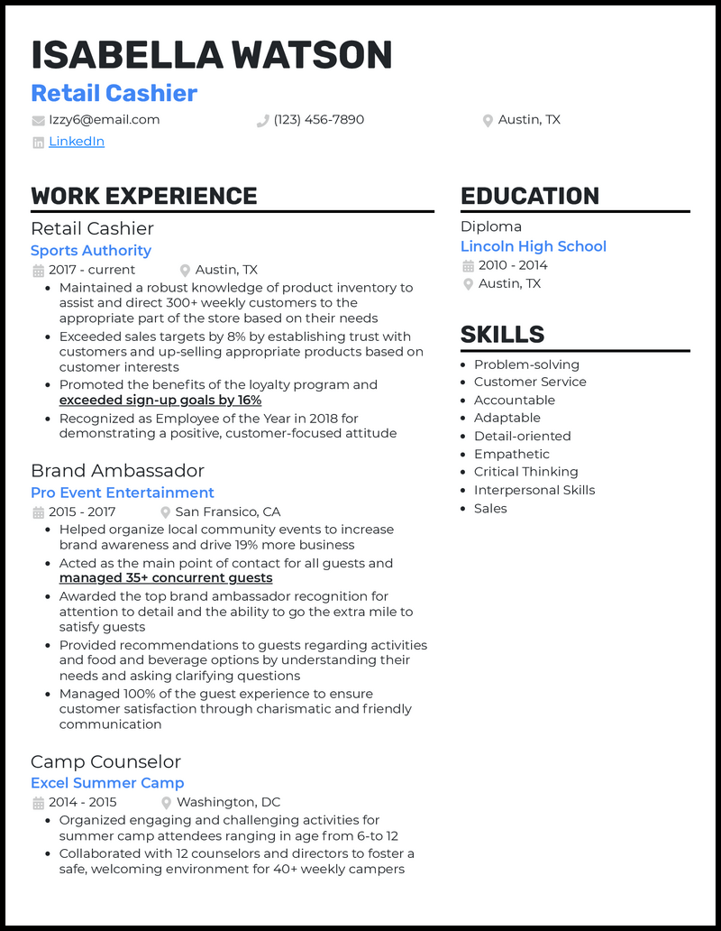 Crafting the Perfect Retail Resume Cashier: Tips and Examples