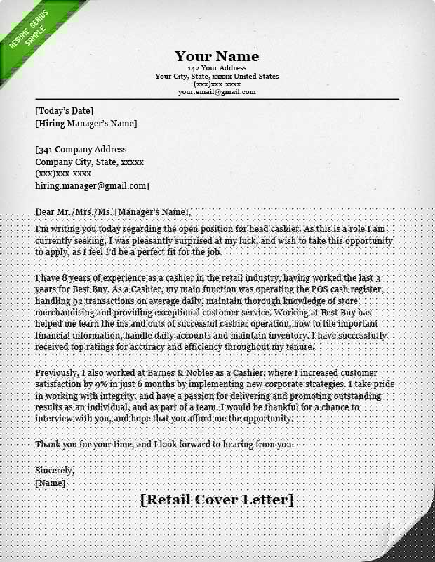 Crafting Success: Your Essential Retail Resume Cover Letter Template