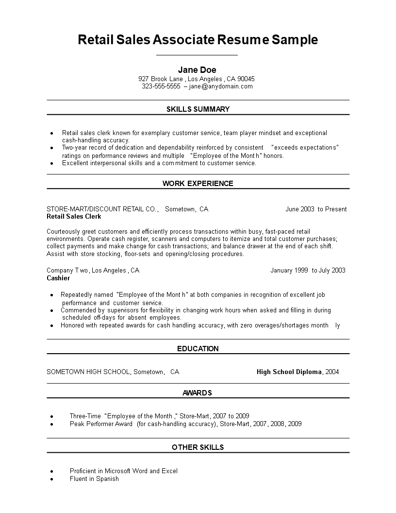 Crafting an Impressive Retail Sales Associate Resume Description: Key Tips and Examples